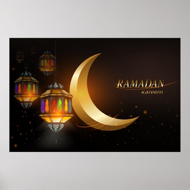 Póster Ramadán Luna Dorada Fanoos coloridos (Frente)
