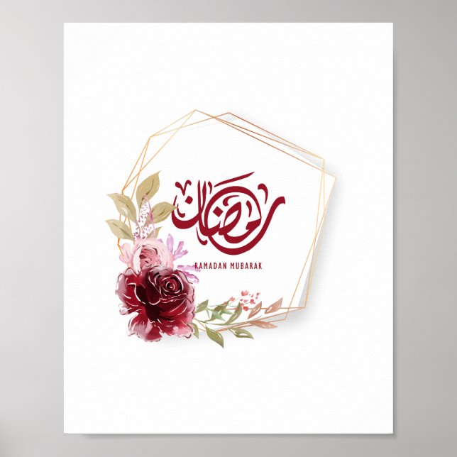 Póster Ramadan Mubarak Watercolor Floral (Frente)