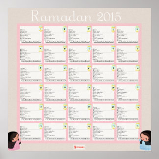 Póster Ramadhan Daily Checklist For GIRLS
