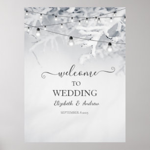Póster Ramas de nieve de invierno de boda