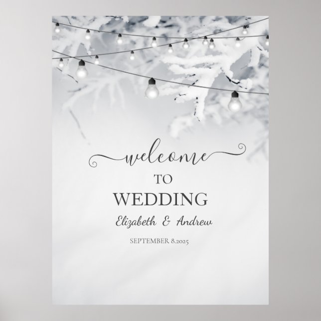 Póster Ramas de nieve de invierno de boda (Frente)
