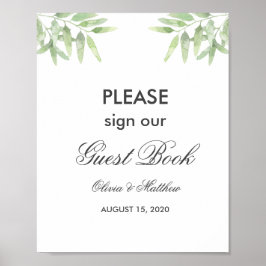 Póster Ramas de Olivo Verde. Signo de boda de libro de in