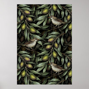 Póster Ramas de olivo y alambreras