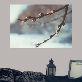 Póster Ramas de sauce Pussy con calabazas a finales del i