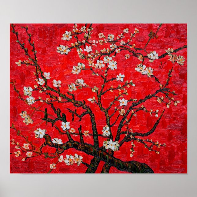 Póster Ramas del árbol de almendros en Blossom, Van Gogh (Frente)