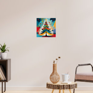 Póster Ramas emplumadas geométricas de Pop Art para Navid