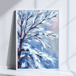 Póster Ramas Heladas | Pintura De Árbol De Nieve Invernal