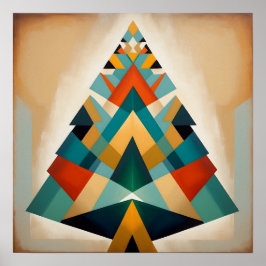 Póster Ramas triangulares geométricas de Navidad con esti