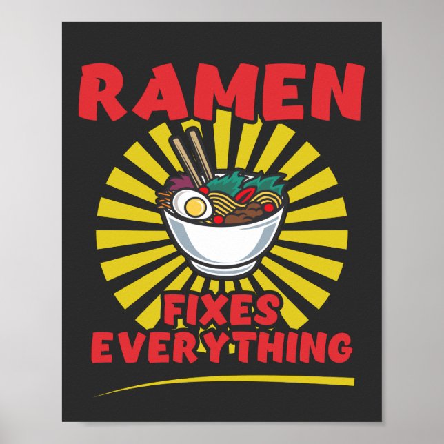 Póster Ramen arregla todo - Gracioso diseño de citas (Frente)