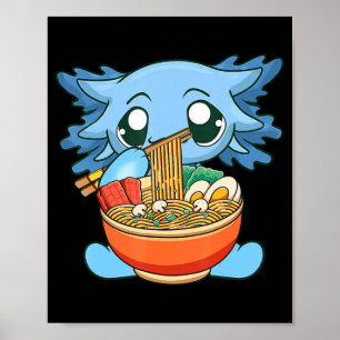 Póster Ramen Axolotl Kawaii Anime Chica de regalo de comi