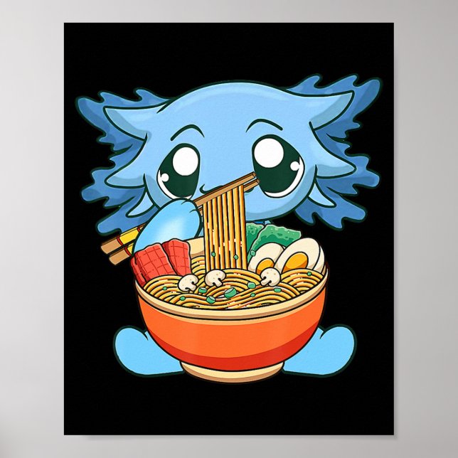 Póster Ramen Axolotl Kawaii Anime Chica de regalo de comi (Frente)