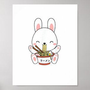 Póster Ramen Bunny Bowl para Kawaii Ramen Noodle Soul Lov