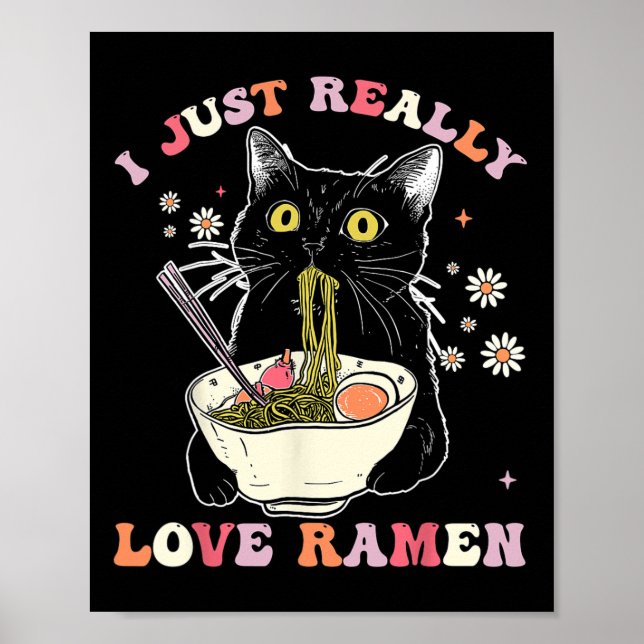 Póster Ramen Cat Anime Kawaii Clothes Otaku Clothing Mang (Frente)