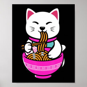 Póster Ramen Cat Anime Neko Gift Kawaii