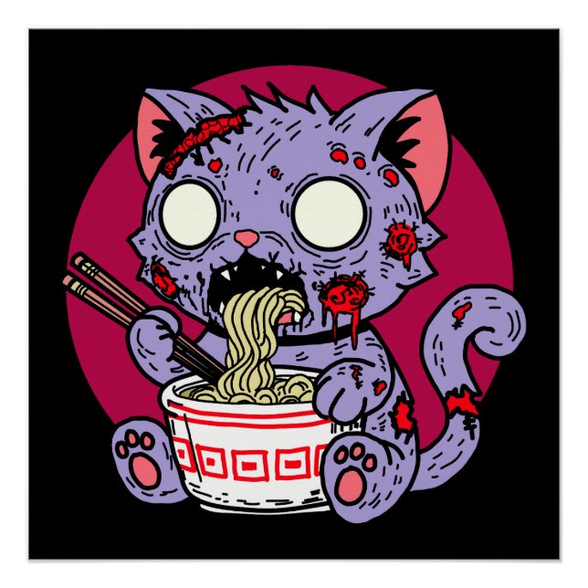 Póster Ramen Cat Zombie (Anverso)