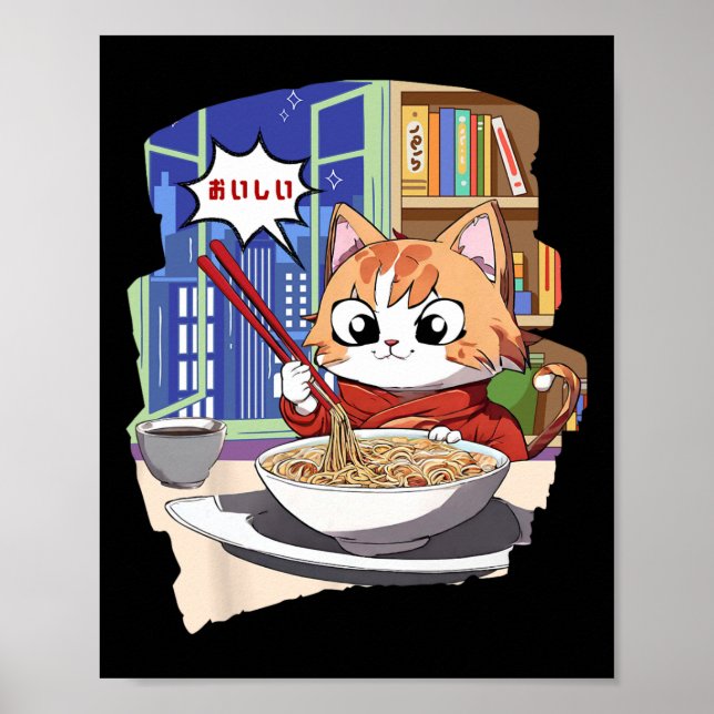 Póster Ramen Kawaii Cat Anime (Frente)