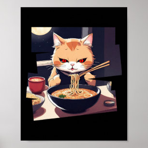 Póster Ramen Kawaii Cat Anime 1