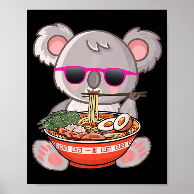 Póster Ramen Koala Anime Otaku Chica del regalo de fideos (Frente)