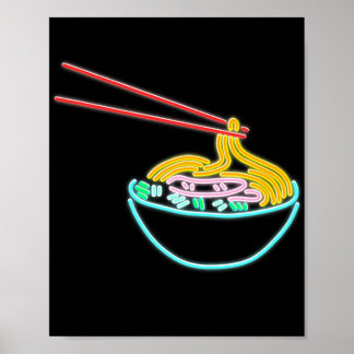 Póster Ramen Noodle Bowl Chopstick Retro
