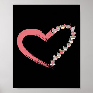 Póster Ramen Noodle Ramen Heart Bowl Love Japanese Kawaii