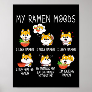 Póster Ramen Shiba Inu Perro Adoran Fideos Japoneses Para