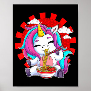 Póster Ramen Unicorn Kawaii Anime Chica de regalo de comi