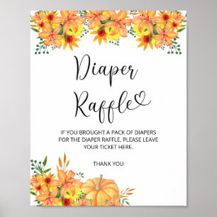 Póster Ramificación de calabaza floral de otoño