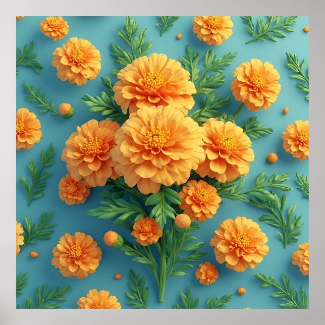 Póster Ramillete de Marigold Naranja Vibrante (Frente)