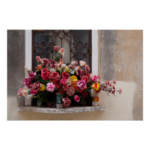 Póster Ramo Colorido De Rosas De Plástico