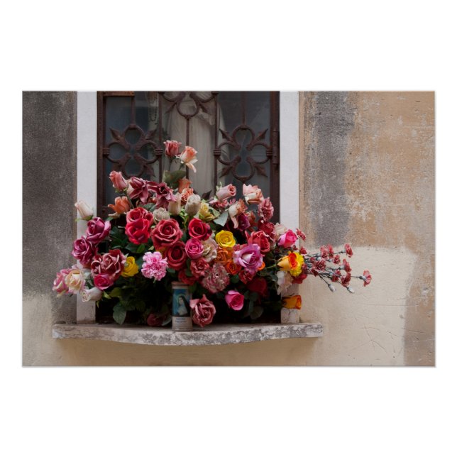 Póster Ramo Colorido De Rosas De Plástico (Anverso)