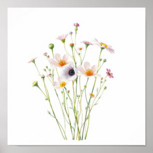 Póster Ramo de acuarela de flores silvestres