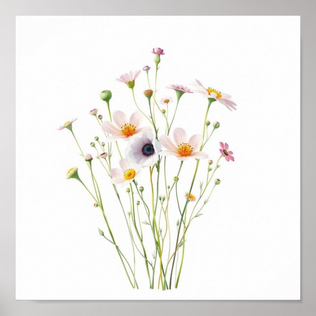 Póster Ramo de acuarela de flores silvestres (Frente)
