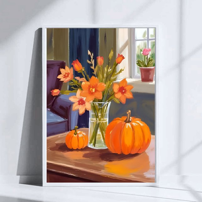 Póster Ramo de calabazas de otoño | Flores naranjas otoño (Subido por el creador)