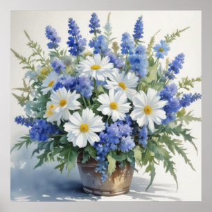 Póster Ramo de Flores Acuarela Elegante