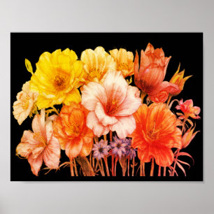 Póster Ramo De Flores Amarillas+Naranjas En Flor En La Pa