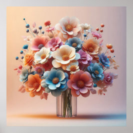 Póster Ramo de flores de papel