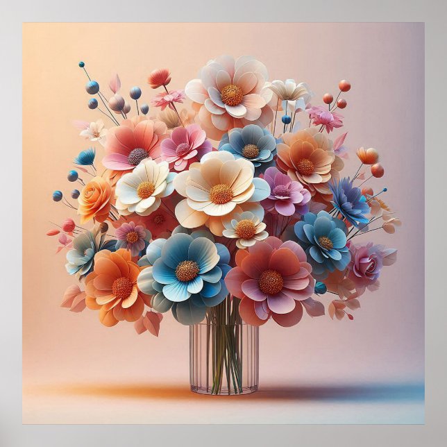 Póster Ramo de flores de papel (Frente)