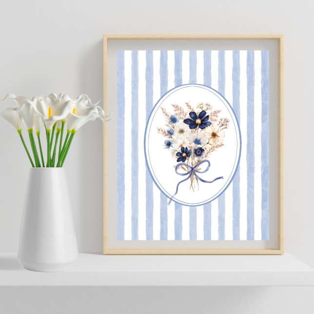 Póster Ramo De Flores De Rayas Florales Azul Marino (Subido por el creador)