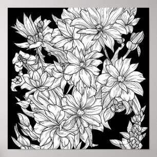 Póster Ramo De Flores Naturaleza Floral Tinta Color Págin