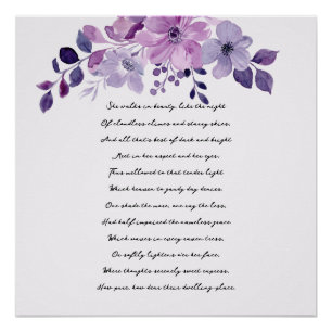 Póster Ramo de flores púrpura acuarela