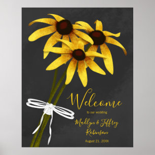 Póster ramo de flores silvestres Black Eyed Susan boda