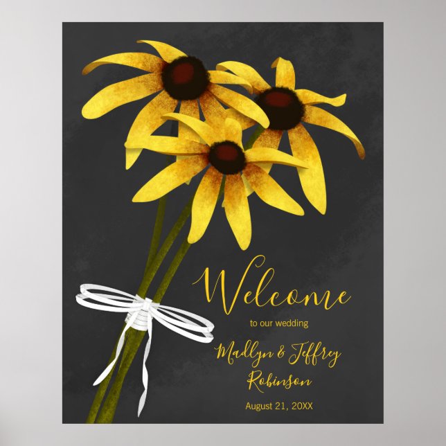 Póster ramo de flores silvestres Black Eyed Susan boda (Frente)
