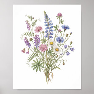 Póster "Ramo de flores silvestres en acuarela elegante" A