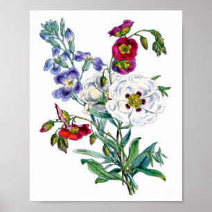 Póster Ramo de flores vintage acuarela