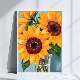 Póster Ramo de Girasoles | Floral Acuarela Amarilla