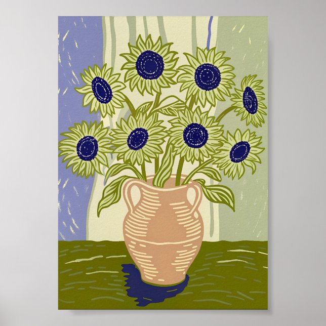 Póster Ramo de girasoles rústicos en maceta de arcilla de (Frente)