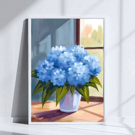 Póster Ramo de Hortensias Azules Pintura Floral