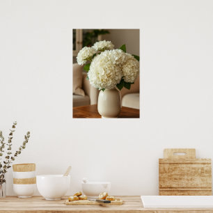 Póster Ramo de Hortensias Blancas en Jarrón – Floral Eleg