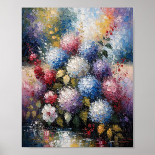 Póster Ramo de Hortensias de Verano Vibrante con Óleo de 