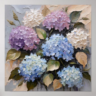 Póster Ramo de Hortensias Pastel – Floral Texturizada